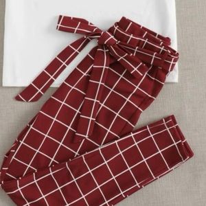 Red elastic pants